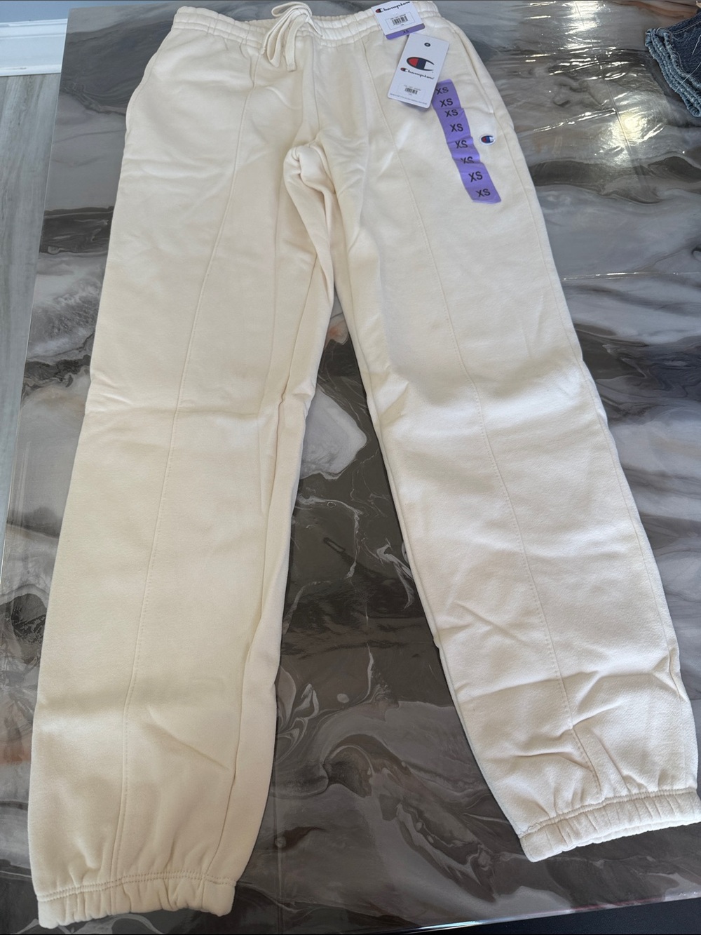 Champion Women’s Fleece Jogger Sweatpants Cream XS NWT